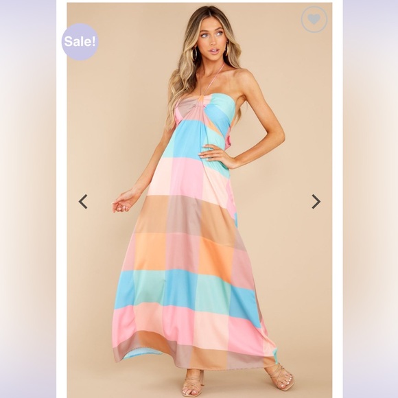 NWOT Colorblock Halter Maxi - Picture 6 of 7